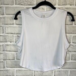 90 Degree By Reflex White Cut Out Cropped Yoga Shirt Size S